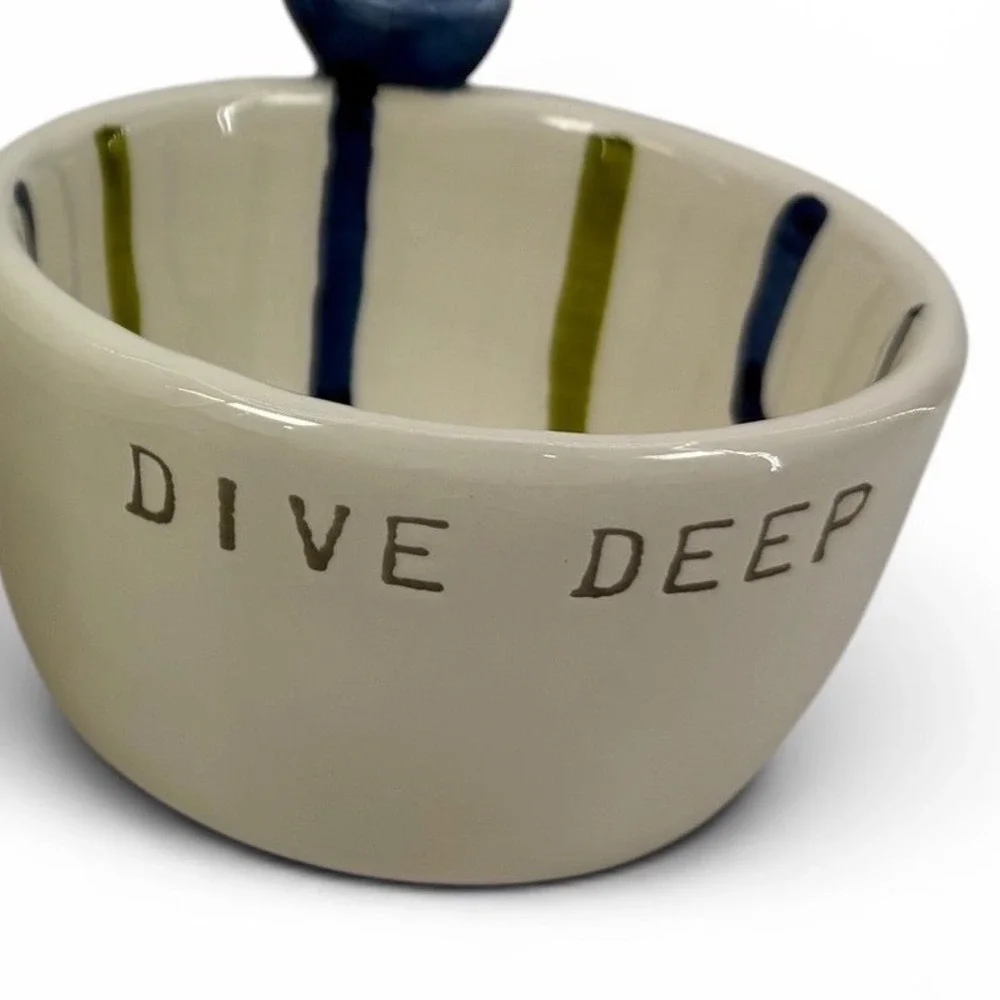 Mud Pie Skinny Dipping Trout and Sailboat Ceramic Dipping Bowl Set 2 Piece